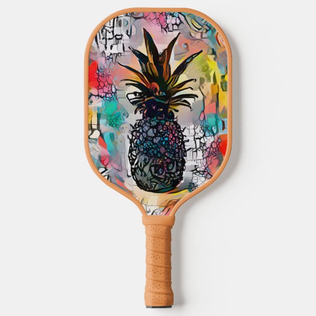 Colourful Abstract Pineapple Fruit Pickleball Paddle (Front)