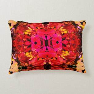 Colourful abstract pink red orange Autumn Leaves Accent Pillow