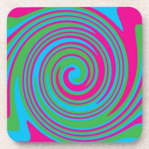 Colourful abstract pinwheel design coaster