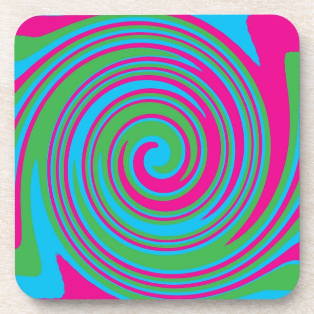 Colourful abstract pinwheel design coaster (Front)