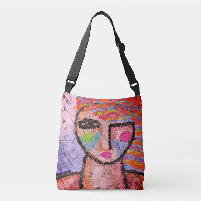 Colourful Abstract Portrait of a Woman Crossbody Bag (Front)