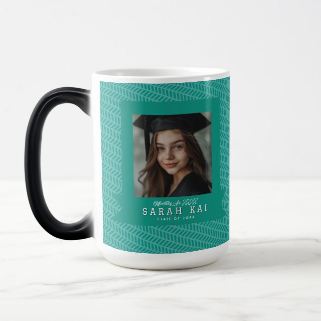 Colourful Abstract Print Phd Grad Magic Mug (Left)