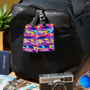 Colourful Abstract Print with Fun Dots  Luggage Tag