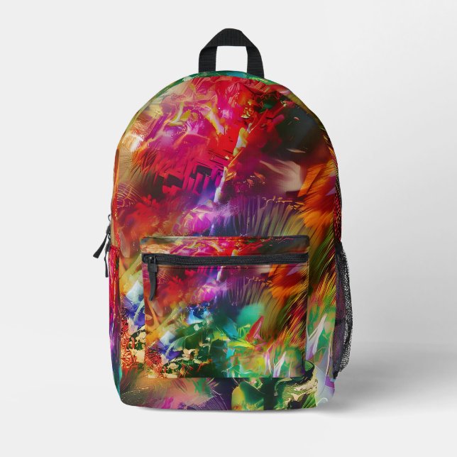 Colourful abstract  printed backpack (Front)