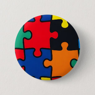 Colourful Abstract Puzzle Piece Pattern Seamless 2 Inch Round Button