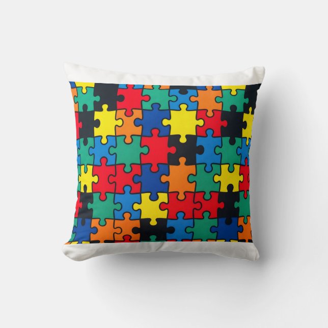 Colourful Abstract Puzzle Piece Pattern Seamless D Throw Pillow (Front)