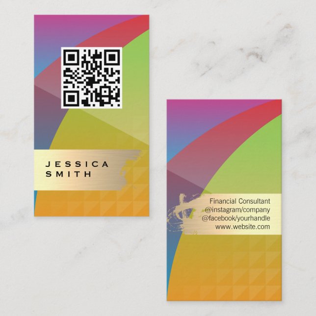 Colourful Abstract | QR Scan Business Card (Front/Back)