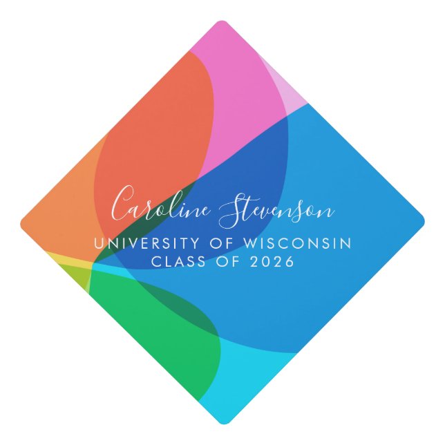 Colourful Abstract Rainbow Fun Custom Graduation Cap Topper (Front)