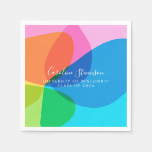 Colourful Abstract Rainbow Fun Custom Graduation Napkin