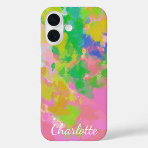 Colourful Abstract Rainbow Painting Personalized iPhone 16 Case