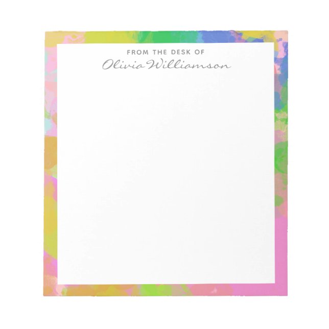 Colourful Abstract Rainbow Painting Personalized Notepad (Front)