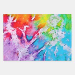 Colourful Abstract Rainbow Watercolor Cool Tie Dye Wrapping Paper Sheet