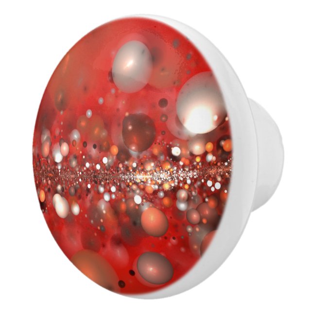 Colourful Abstract Red Fractal Ceramic Knob (Right)