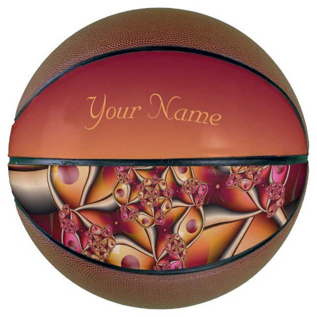 Colourful Abstract Red Orange Fantasy Fractal Art Basketball (Front)