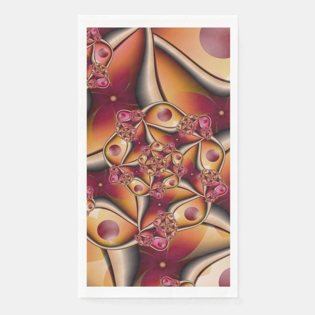 Colourful Abstract Red Orange Fantasy Fractal Art Napkin (Front)