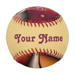 Colourful Abstract Red Orange Fantasy Fractal Name Baseball