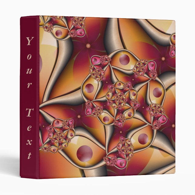 Colourful Abstract Red Orange Fantasy Fractal Text Binder (Front/Spine)