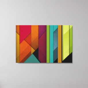 colourful abstract retro art linear geometric canvas print