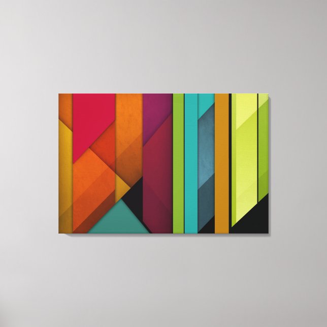 colourful abstract retro art linear geometric canvas print (Front)