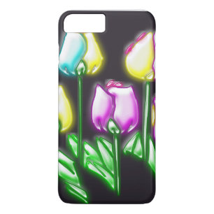 Colourful Abstract Retro Flowers Black Background iPhone 8 Plus/7 Plus Case