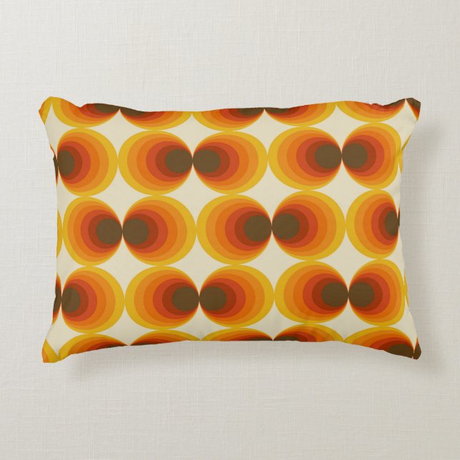 Colourful Abstract Retro Geometric Pattern Accent Pillow (Front)
