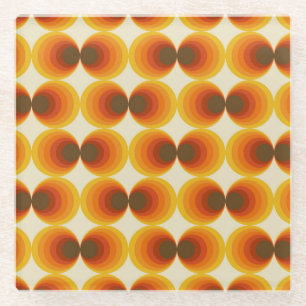 Colourful Abstract Retro Geometric Pattern Glass Coaster