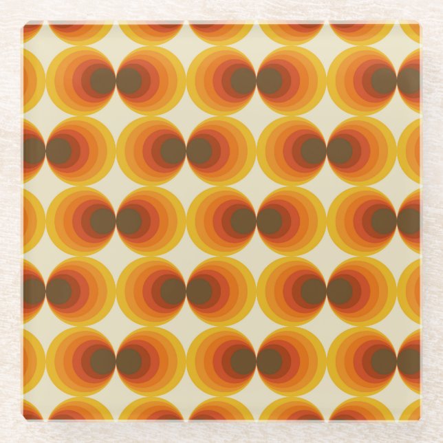 Colourful Abstract Retro Geometric Pattern Glass Coaster (Front)