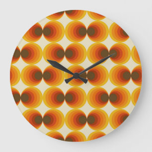 Colourful Abstract Retro Geometric Pattern Large Clock