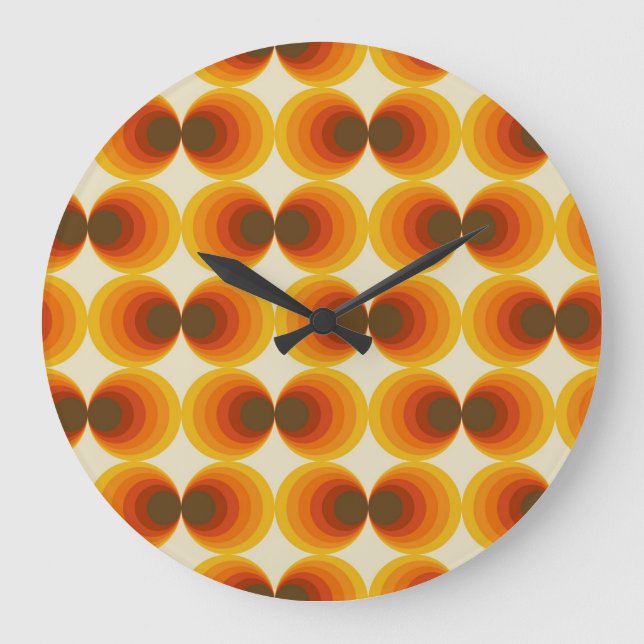Colourful Abstract Retro Geometric Pattern Large Clock (Front)