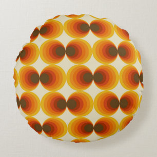 Colourful Abstract Retro Geometric Pattern Round Pillow