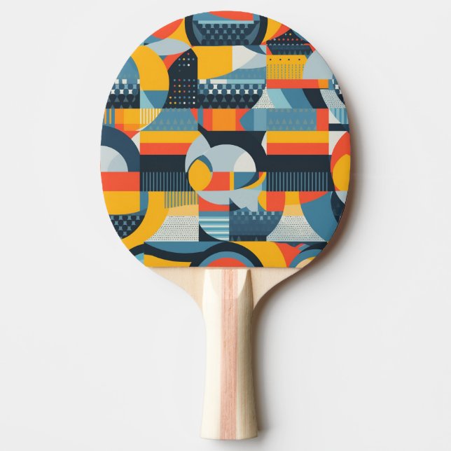 Colourful Abstract Retro-Style Ping Pong Paddle (Front)