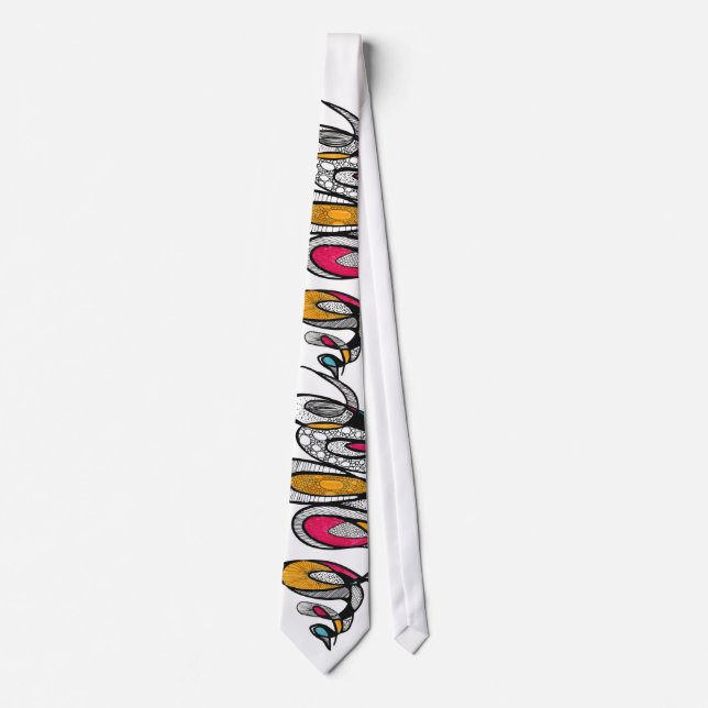 Colourful Abstract Ribbon Zentangle PatternNeck Ti Tie (Front)