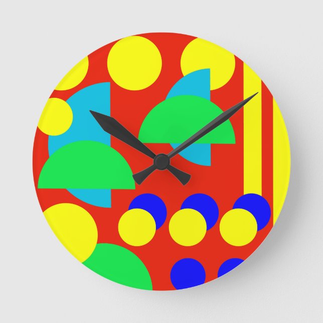 Colourful abstract round clock (Front)