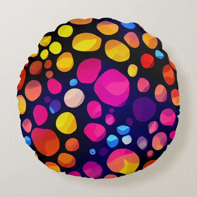Colourful Abstract Round Pillow (Front)