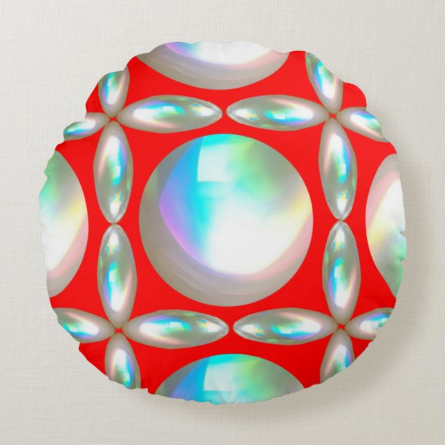 Colourful Abstract Round Throw Pillow (Front)