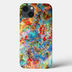 Colourful Abstract Rustic Floral Design iPhone 13 Case