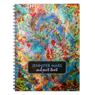 Colourful Abstract Rustic Floral Design Notebook