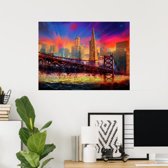 Colourful Abstract San Francisco Skyline Poster (Home Office)