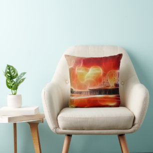 Colourful abstract Santa Monica Pier Throw Pillow