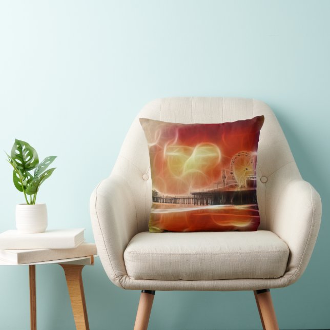 Colourful abstract Santa Monica Pier Throw Pillow (Chair)