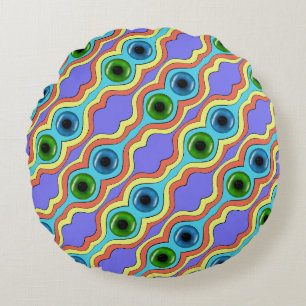 Colourful Abstract Seamless Hand Drawn Pattern Round Pillow