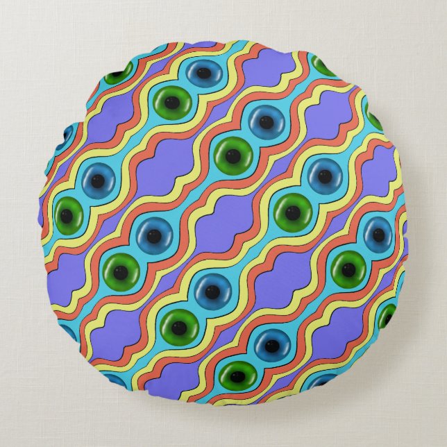 Colourful Abstract Seamless Hand Drawn Pattern  Round Pillow (Front)