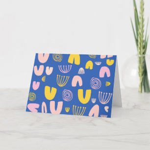 Colourful Abstract Shapes Collage Design in Blue Note Card