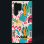 Colourful abstract shapes grunge pattern samsung galaxy case<br><div class="desc">Colourful shapes and swirly lines grunge pattern with a white background. Optional monogram.</div>