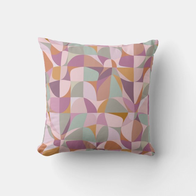 Colourful Abstract Shapes in Earth Tones Throw Pillow (Front)