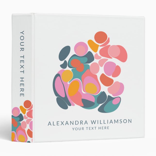 Colourful Abstract Shapes in Teal Pink and Yellow  Binder (Front/Spine)