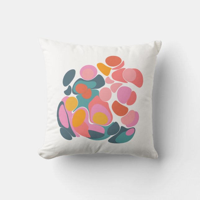 Colourful Abstract Shapes in Teal Pink and Yellow  Throw Pillow (Front)
