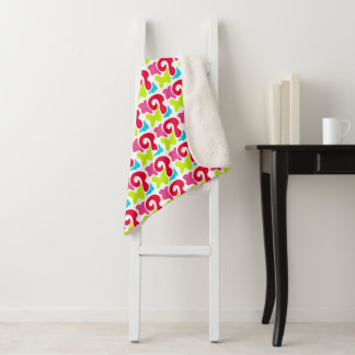 Colourful Abstract Shapes Modern Sherpa Blanket