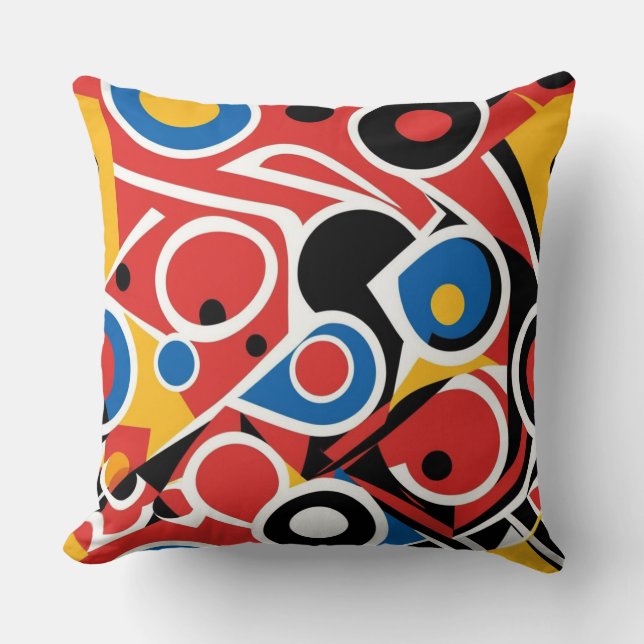 Colourful Abstract Shapes Throw Pillow (Front)