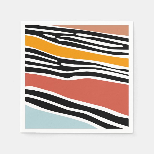 Colourful abstract shapes with zebra print design napkin (Front)